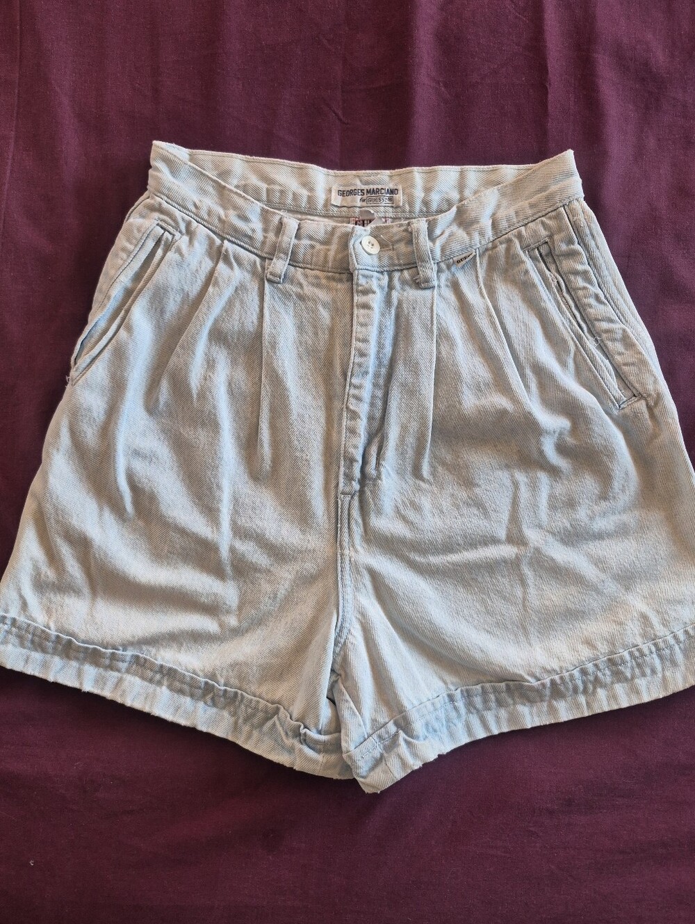 Vintage Guess Light Blue High-Waisted Shorts